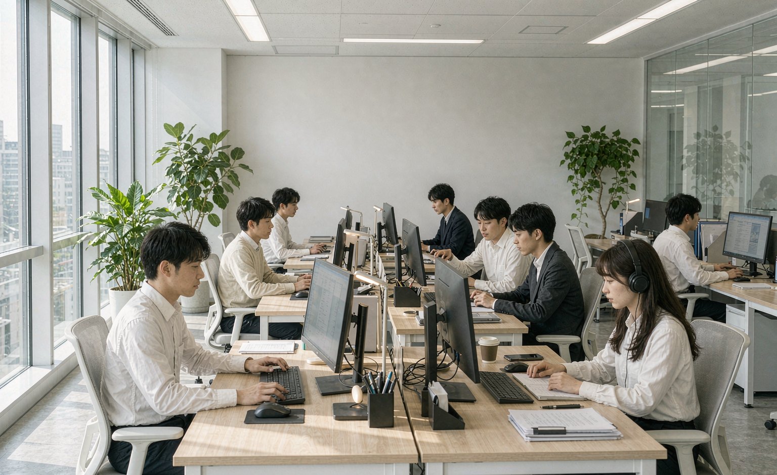 示意图:团队与运营中心的办公场景